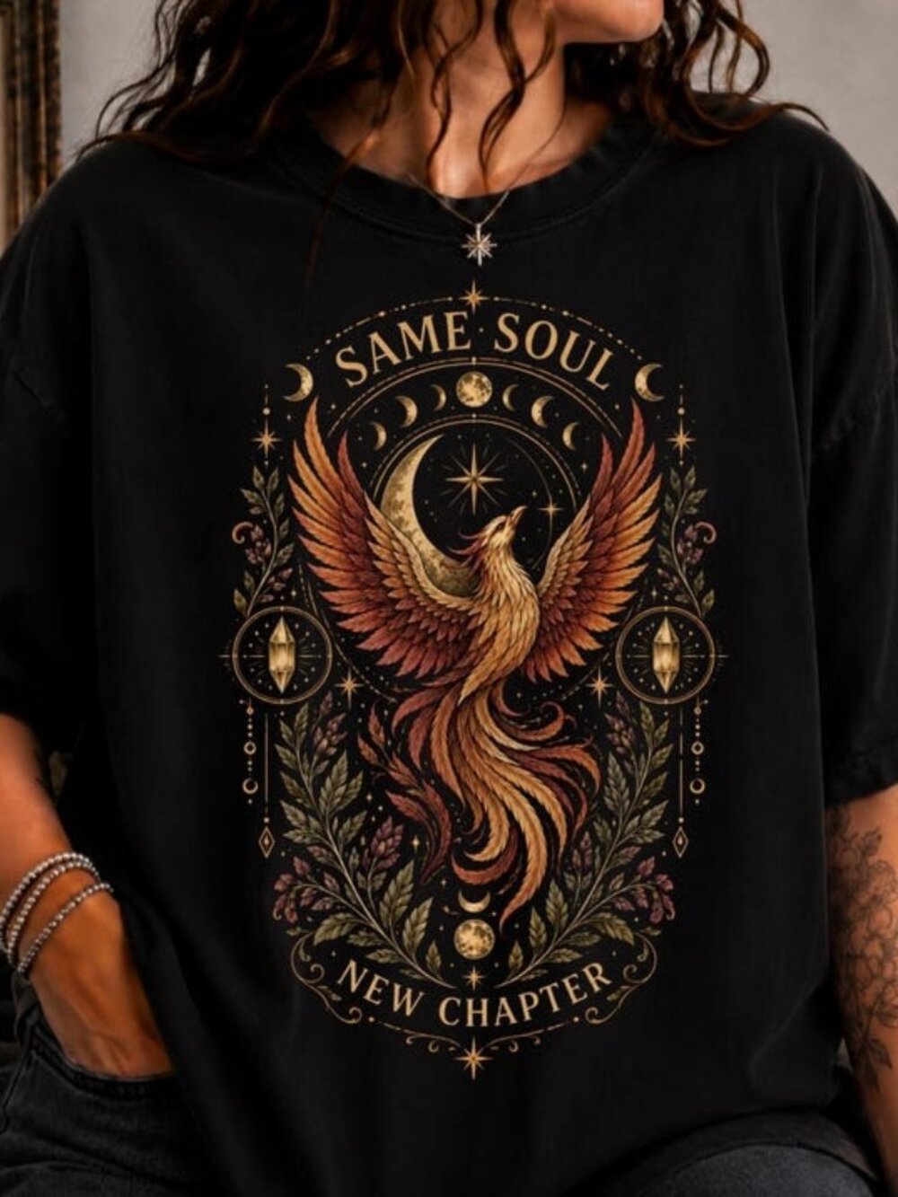Celestial Phoenix Divine Feminine Witchy Tee